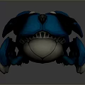 Blue Crab 3D Sculpture With Detailed Carapace Legs And Gray Background Front View