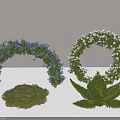 Stunning Flower and Plant Decorations Featuring Blue Arch White Wreath Green Bush Aloe Like Plant
