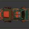 Decorative Ornament Set Featuring Armored Toy Car With Green Red Yellow Colors And Cannon