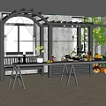 Modern Design Store Interior With Green Plants Display Shelves Tables And Decorations