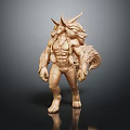 Detailed Mythical Creature Sculpture With Horns Muscular Body And Tail In Standing Pose 3d model