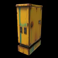 Yellow Rusty Industrial Control Box With Green Base And Metal Panel 3d model