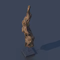 Abstract Stone Sculpture With Irregular Shape And Square Base On Gray Background