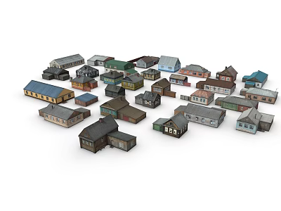 Multiple Detached Villas Models With Various Colors And Different Styles 3d model