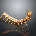 Golden Centipede Game and Movie Character with Detailed Armor and Sharp Legs