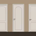 Three White Modern Hinged Doors With Panel Design And Metal Handles 3d model