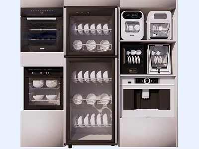 Modern Kitchen Space With Built In Oven Dishwasher And Storage Appliances 3d model
