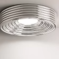 Modern Silver Spiral Metal Strip Ceiling Lights Installed On White Ceiling 3d model