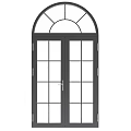 Elegant Double Doors With Arched Top Glass Grid Panels And Black Frame Design