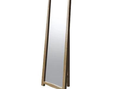 Modern Full Length Floor Standing Mirror with Wooden Frame and Stable Base Design 3d model