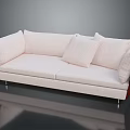 Modern Beige Fabric Two-Seater Sofa With Wooden Armrests Metal Legs And Accent Pillows