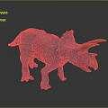 3D Rendered Blue Triceratops Model With Orange Horns And Textured Skin On Dark Background