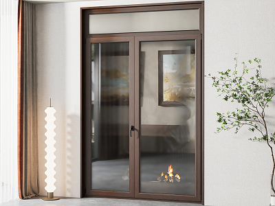 American style glass door solid wood single open glass door 3d model