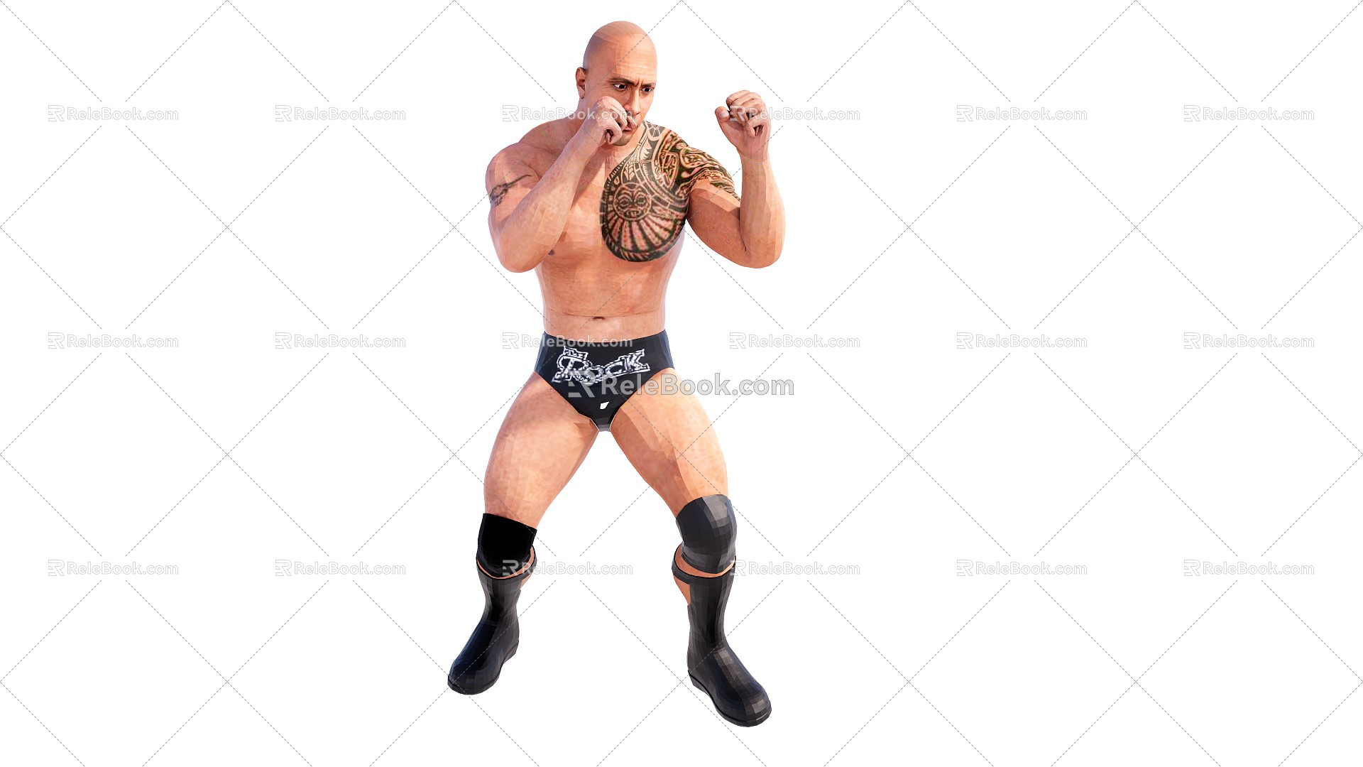 Modern man boxer with tattoo 3d model