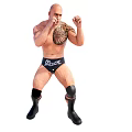 Shirtless Man With Chest Tattoo Black Wrestling Shorts White Text Knee Pads Boots Fighting Stance