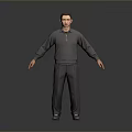 Man in Gray Hoodie and Gray Pants Standing with Arms Outstretched on Gray Background
