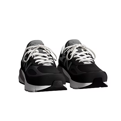 Stylish Black And White Athletic Sneakers With White Laces And Modern Sporty Design 3d model