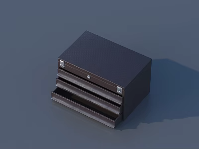 Dark Brown Hardware Toolbox With Two Drawers And Metal Locks For Storage 3d model