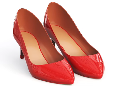 Elegant Red Patent Leather High Heels With Pointed Toe For Formal Occasions 3d model