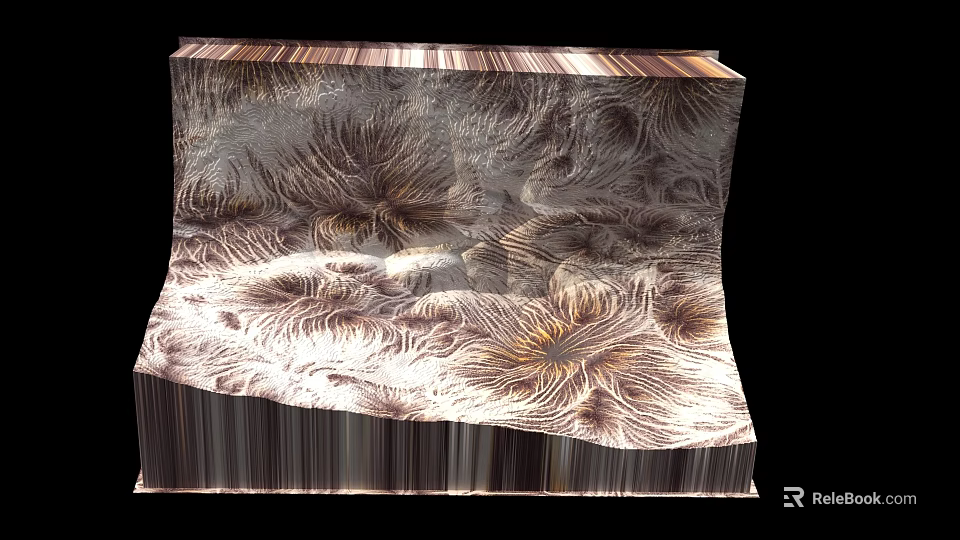 Layered Art Installation With Floral Texture And Metallic Three Dimensional Design 3d model 