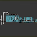 Blue Industrial Mechanical Equipment With Metal Pipes Motor And Control Panel