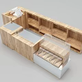 Wooden Retail Display Counter With Glass Showcase And Storage Shelves