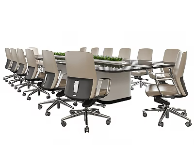 Modern Conference Table With Swivel Office Chairs And Sleek Metal Frame Design 3d model