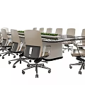 Modern Conference Table With Swivel Office Chairs And Sleek Metal Frame Design