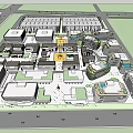 Modern Industrial Factory Complex Design With Multiple Buildings Greenery And Road Networks