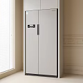 Modern Double Door Refrigerator With Control Panel In Light Gray Kitchen Interior Design 3d model