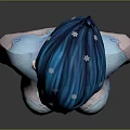 Elf Character With Blue Hair And Intricate Decorative Upper Body Patterns