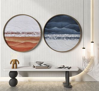 Modern round frame painting round decorative painting 3d model