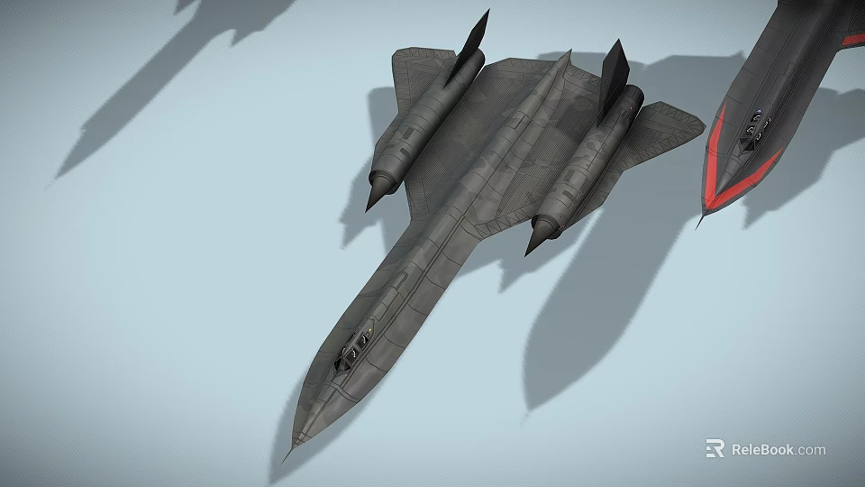 Fighter Jet 3D Model Featuring Gray Body Twin Engines Tail Fins on Light Blue Background 3d model 