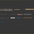 Diverse Scene Components Design Elements With Metal Strips Wooden Panels And Colored Bands