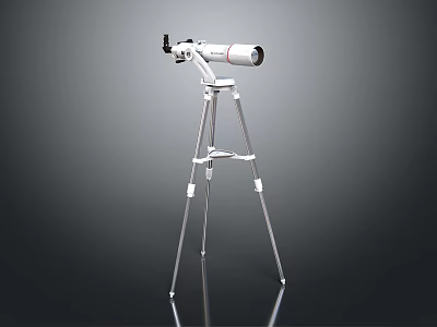 Commercial Telescope Equipment With Silver Sturdy Adjustable Tripod For Professional Use 3d model