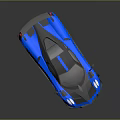 Blue Sports Car With Orange Wheels Rear Spoiler And Sleek Racing Design