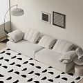 Modern multi-person sofa floor lamp side 3d model