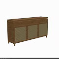 Wooden Cabinet With Woven Door Panels And Three Drawers Simple Design