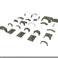 Grey Unassembled Furniture Parts Including Table And Chair Frames With Various Shapes