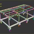 3D White Steel Structure Frame Model With Multiple Beams And Support Columns 3d model