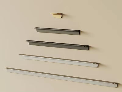 Sleek Modern Cabinet Handles in Gold Black and Silver for Furniture Design 3d model
