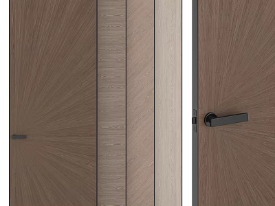 Modern Wooden Interior Doors With Various Textures Colors And Black Handles 3d model