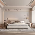 Modern Bedroom Interior Design With Large Bed Soft Carpet And Decorative Wall Molding