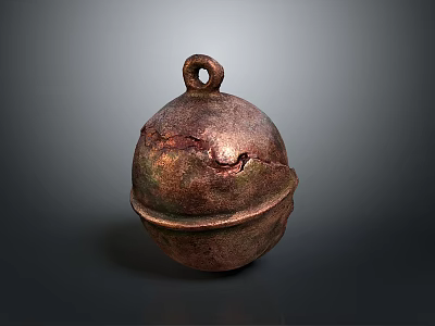 Rustic Copper Bell With Hanging Loop And Cracked Surface Design 3d model