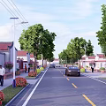 Well Designed Road Facilities With Street Lights Trees Flower Beds And Cars
