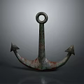 Rusted Bronze Anchor Key Component for Water Transportation Vessels