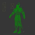Game And Movie Character With Silver Armor Orange Accent Spiked Helmet And Purple Cape