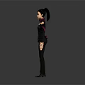 Game Movie Character 3D Model with Black Purple Jacket Red Buttons Red Wristbands Arms Outstretched Pose