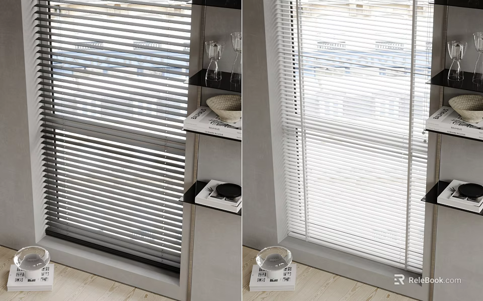 Modern Window Blinds In Different Colors For Home Interior Design 3d model