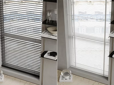 Modern Window Blinds In Different Colors For Home Interior Design 3d model